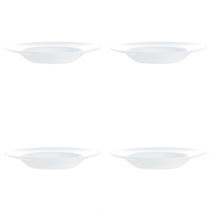 Set Farfurii 4 piese, Farfurii Adanci pentru Paste, Albe, Opal, diametru 28.5 cm