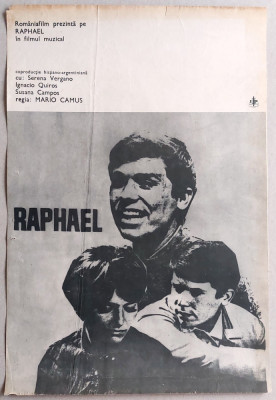 Raphael - Afis Romaniafilm cu eroare de tipar Spania-Argentina 1968, film cinema foto