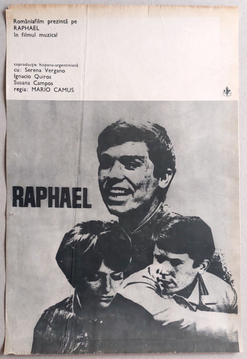 Raphael - Afis Romaniafilm cu eroare de tipar Spania-Argentina 1968, film cinema