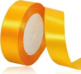 Panglica din satin pentru decorare, galben auriu, 22.5m x 1.5 cm