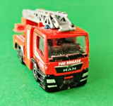 Utilitară Man TGS Majorette Diecast scara 1:64 carcasa metalica corp plastic scară mobila si segment prelungire, trei osii 8.2/3/4 cm Fire Brigade RR