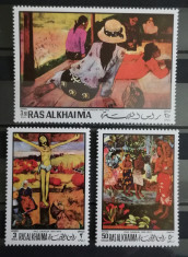 BC129, Ras al Khaima 1970, set colita+serie-picturi Gauguin foto