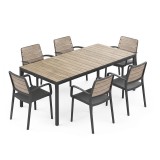 Porto Nova 200 6+1 brațe set mobilier de grădină cenușă-grafit