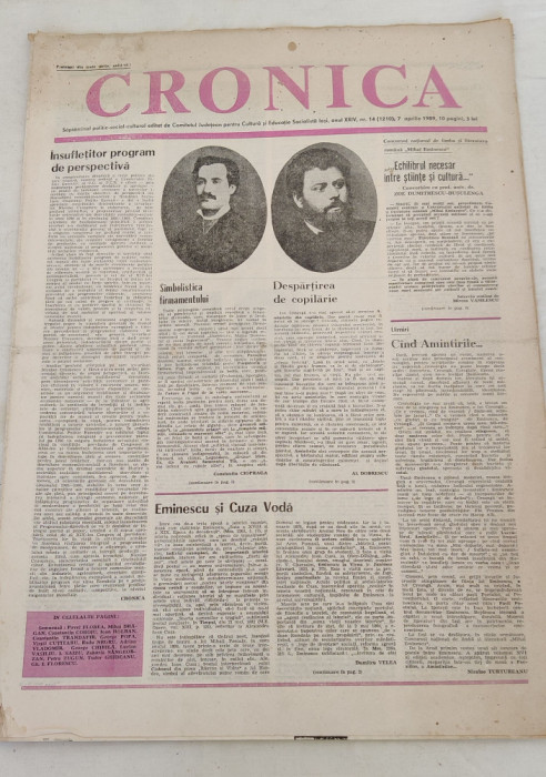 CRONICA - săptăm&acirc;nal politic-social-cultural (7 aprilie 1989) Nr. 14