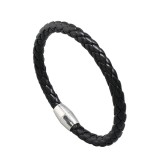 Bratara Simpla din Piele Intretesuta in Mai Multe Straturi, Negru