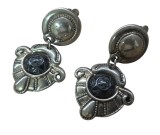 CERCEI CLIPS VINTAGE DIN METAL ARGINTIU CU DECOR DIN RĂȘINĂ