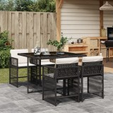 Set mobilier de gradina cu perne, 5 piese, negru, poliratan GartenMobel Dekor, vidaXL