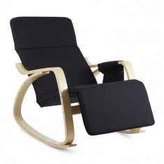 OneConcept Beutlin, scaun balansoar 68X90X97 CM (LxIxA), mesteacan, lemn, negru foto