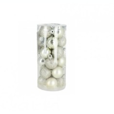 Set 24 Globuri de Craciun pentru Brad diametru 3 cm argintiu
