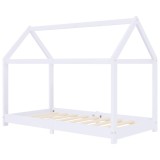 Cumpara ieftin Cadru pat de copii, alb, 70 x 140 cm, lemn masiv de pin