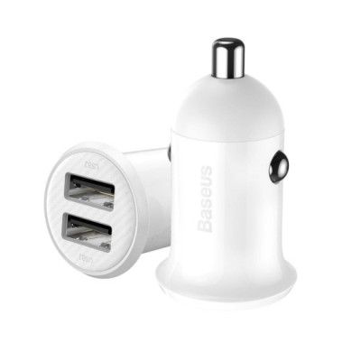 Incarcator Auto 2x USB, 4.8A - Baseus (CCALLP-02) - White foto
