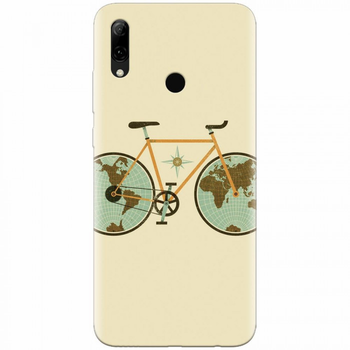 Husa silicon pentru Huawei P Smart 2019, Retro Bicycle Illustration