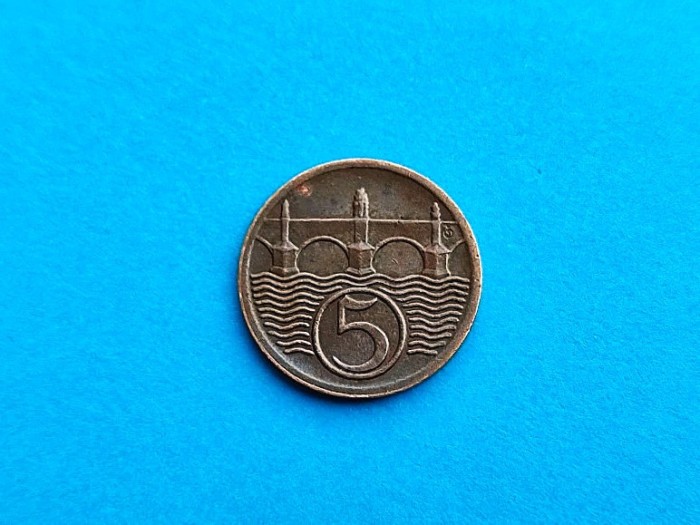 5 Haleru 1925 Cehoslovacia-XF+AUNC