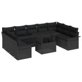 VidaXL Set de canapele pentru grădină 10 pcs Negru 100 x 55 x 73 cm