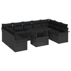 vidaXL Set de canapele pentru grădină 10 pcs Negru 100 x 55 x 73 cm 3357086