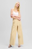 Karl Lagerfeld pantaloni femei, culoarea bej, lat, high waist, A2W10014