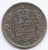 Romania 50 Lei 1938- Carol al II-lea, Nichel , 24 mm, KM-55 (2)