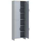 HOMCOM Dulap cămară de bucătărie din lemn cu 2 rafturi reglabile și 4 uși, 60x30x170,5 cm, gri | Aosom Romania