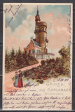 GERMANIA SALUTARI DIN KARLSBAD LITOGRAFIE CIRCULATA 1900, Printata