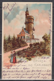 GERMANIA SALUTARI DIN KARLSBAD LITOGRAFIE CIRCULATA 1900