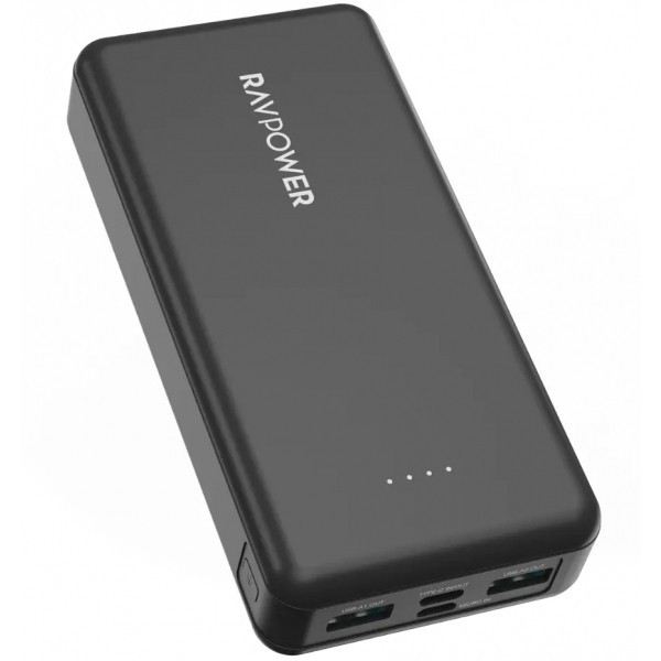 Baterie Externa RavPower RP-PB1216, 20000mAh, 15W, 1 x USB-C - 2 x USB-A, Neagra