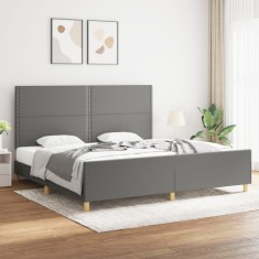 vidaXL Cadru de pat fără saltea, gri &icirc;nchis, 200x200 cm, textil