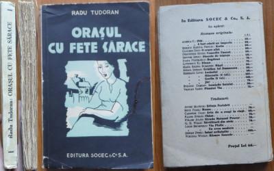 Radu Tudoran , Orasul cu fete sarace , Nuvele , 1940 , prima editie foto