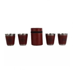 Set 4 pahare Inox cu Husa din Piele , 50 ml