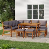 VidaXL Set mobilier grădină cu perne, 11 piese, lemn masiv de acacia