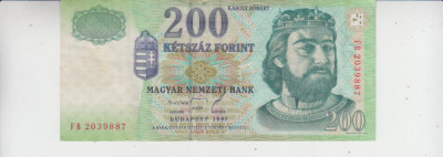 B11 15 - Bancnota foarte veche - Ungaria - 200 forint - 1998 foto