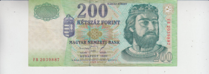 B11 15 - Bancnota foarte veche - Ungaria - 200 forint - 1998