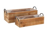 Cumpara ieftin Set 2 ghivece flori lemn maro 40 x 16 x 11 cm, 51 x 22 x 16 cm