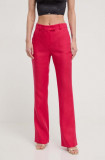 Luisa Spagnoli pantaloni din in culoarea roz, drept, high waist