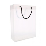 GIFT BAG WHITE WITH BLACK ROPE HANDLE