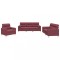 Set canapea cu perne, 3 piese, rosu vin, material textil