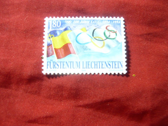Timbru Liechtenstein 1994 - 100 Ani Comitetul Olimpic IOC , val. 1,8fr