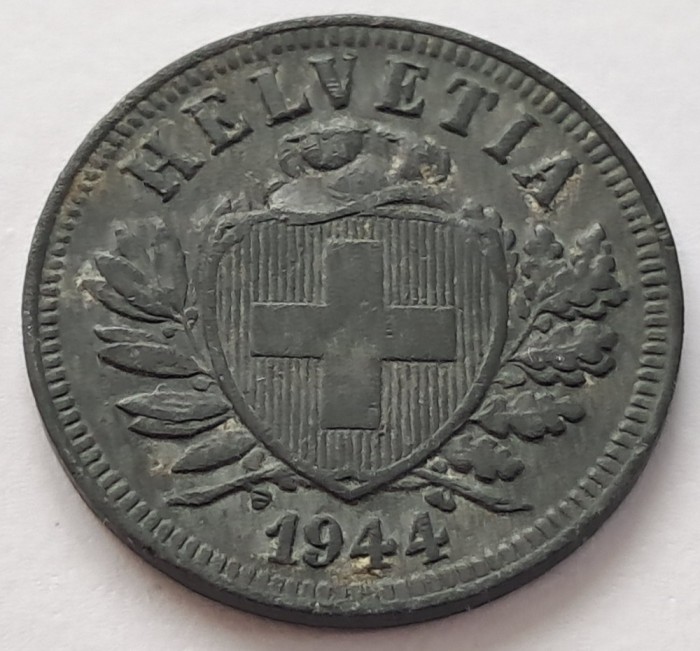 Elvetia, 2 Rappen 1944 Zinc
