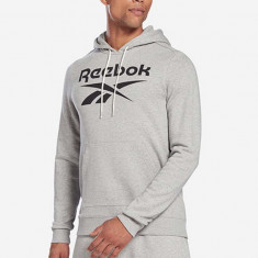 Reebok bluză trening Identity Big Logo Hoodie culoarea gri, cu glugă, cu imprimeu H54477-grey