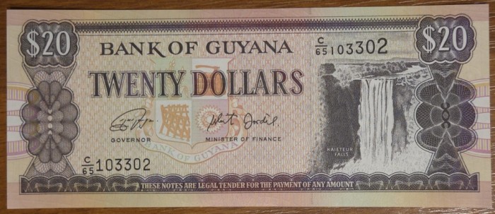 20 dollars ND, Guyana, UNC