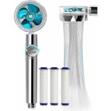 Para cap de dus cu elice, de mare presiune, cu filtru de purificare a apei, rotatie 360&deg;, buton ON/OFF, din metal, argintiu