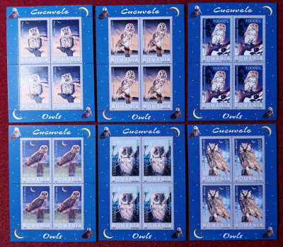 ✅RO 2003 ,LP 1610 a , &amp;quot;Cucuvele &amp;quot; serie de 6 valori ,in coli mici de 4 ,MNH foto