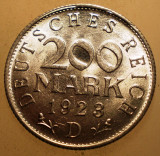 7.741 GERMANIA WEIMAR 200 MARK 1923 D AUNC, Europa, Aluminiu