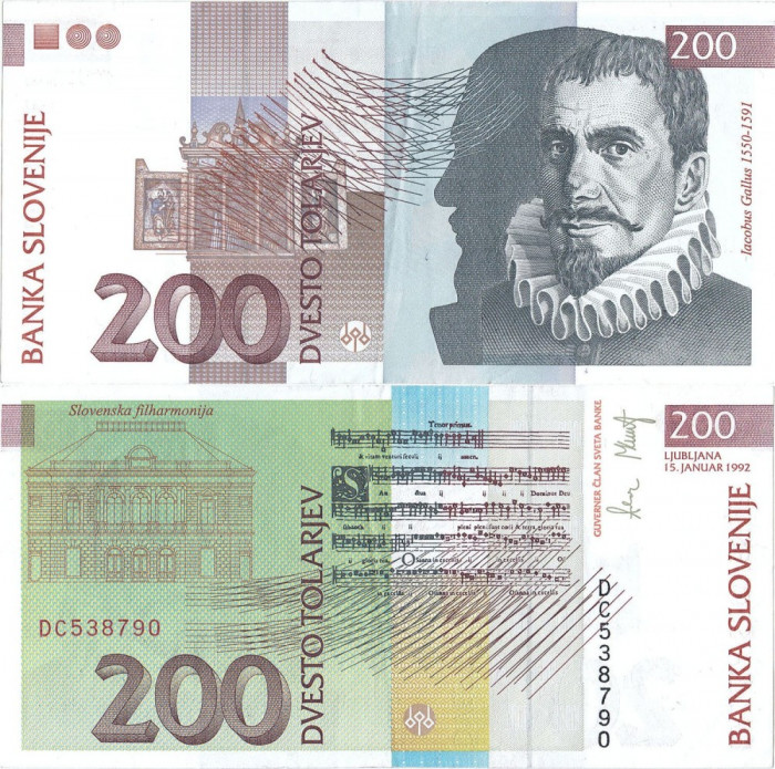 1992 (15 I), 200 tolarjev (P-15a) - Slovenia - stare XF