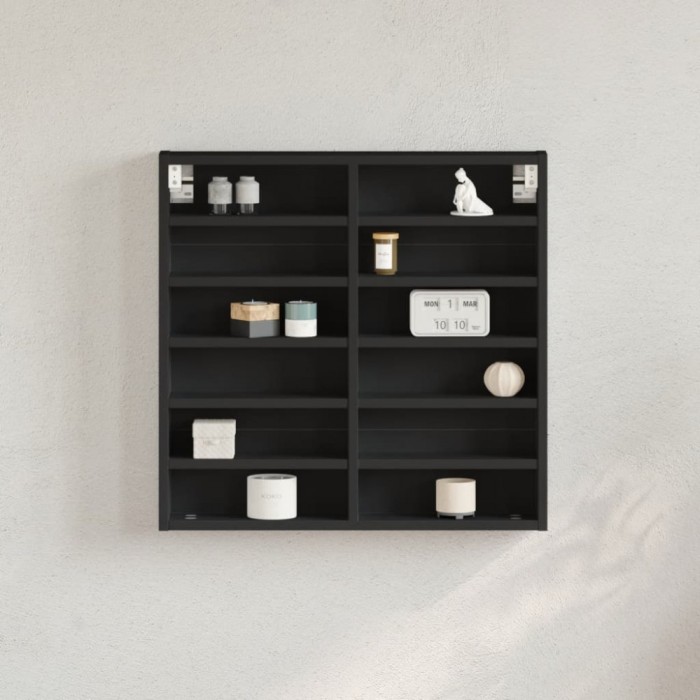 vidaXL Dulap cu vitrină, negru, 60x8,5x58 cm, lemn prelucrat 847962