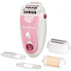 Epilator Rowenta Silence Soft EP5640D1, 24 pensete, tehnologie avansata micro-contact, 2 viteze, 4 accesorii, sistem silentios, alb-roz