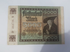 Bancnote Germania - 5000 marci 1922 foto