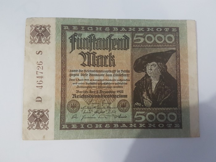 Bancnote Germania - 5000 marci 1922 Bancnote Germania - 5000 marci 1922