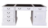 Birou mare lemn masiv alb 12 sertare stil englezesc antichitati mobilier birou 180 cm