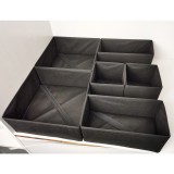 Organizator sertar pentru lenjerie intima, tip cutie cu partitii, set 3 in 1, 6 piese, negru, Flippy