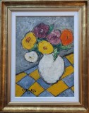 Constantin PILIUŢĂ (1929-2003)-Vas alb cu flori, pictură licitată (1955)